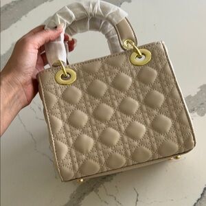 Elegant Beige Quilted Handbag